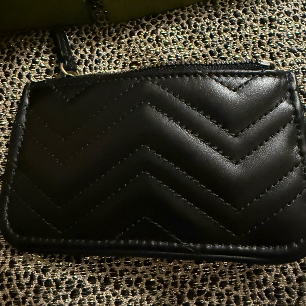New! Gucci GG Marmont Matelassé Black Leather Card Holder Key Case - Picture 5 of 6